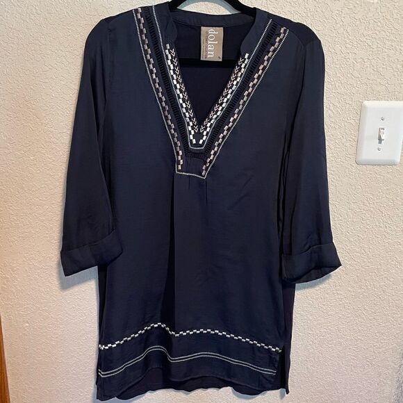 Dolan Left Coast Collection- Navy Blue Grand Bazaar Tunic, Size M - Picture 2 of 16